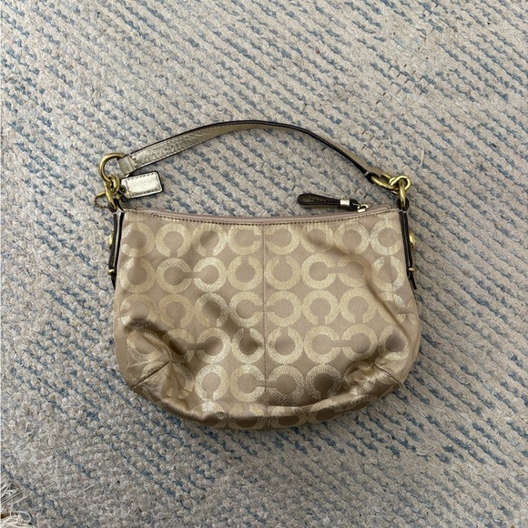 Coach Mia Signature Khaki Gold Lurex Top Handle Purse - NWOT - Picture 2 of 5